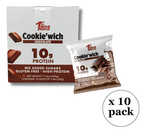 Galleta Proteína Cookie´wich Caja Con 10 Piezas Chocolate Mr