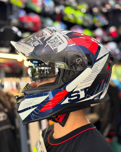 Capacete Norisk Strada 2 St C/ Óculos Solar Branco Azul