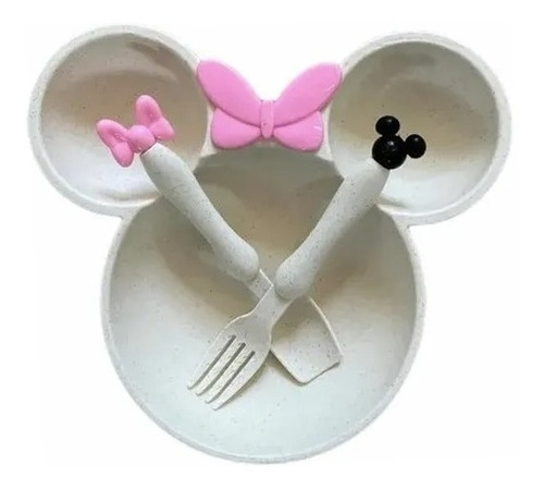 Plato Infantil Ecológico De Tres Piezas De Micky And Minie