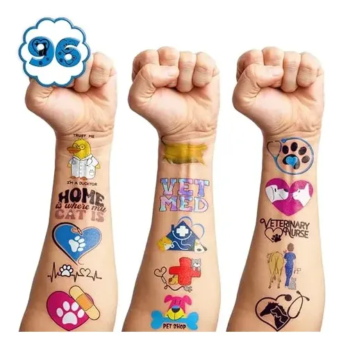 Pack De 8 Tatuajes Temporales De Animales Para Niños | Pegatinas De Cuerpo Fáciles De Aplicar | Regalo De Cumpleaños Y Fiestas Infantiles | Tamaño 21x15 Cm