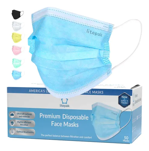 Litepak Pcs Premium Mascarilla Desechable Suave 3ply Nariz .