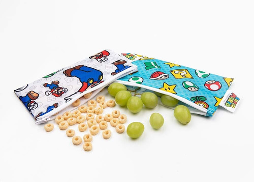 Bumkins Nintendo Super Mario Snack-bolsas, Reutilizables, La