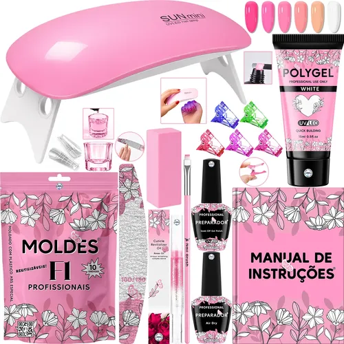 Kit Unha Polygel Alongamento De Unha Em Gel Cabine Lixa