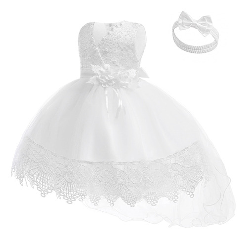 Vestido De Encaje Para Bebé Y Niña, Primer Bautismo, Eleg.