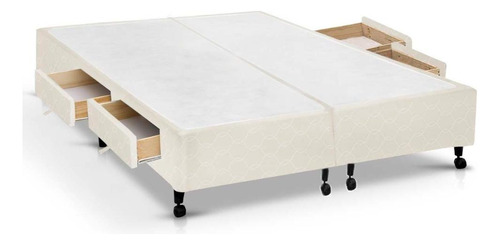 Cama Box Base C/gavetas Queen Poli Bege (158x27-c/4 Gav)cas