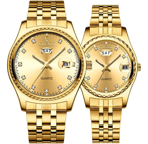 Mastop Pareja Relojes Vestido Reloj De Pulsera Reloj Dorado 