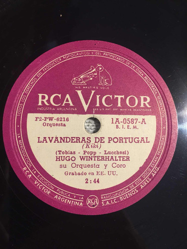 Disco De Pasta 78 Rpm Rca Victor 1a-0587 Hugo Winterhalter