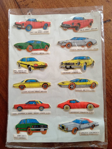 Blister Stickers Autos Deportivos 3d Vintage