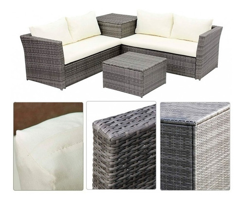 Imagen 2 de 2 de Juego Terraza Adaptable Tipo Rattan (gris)