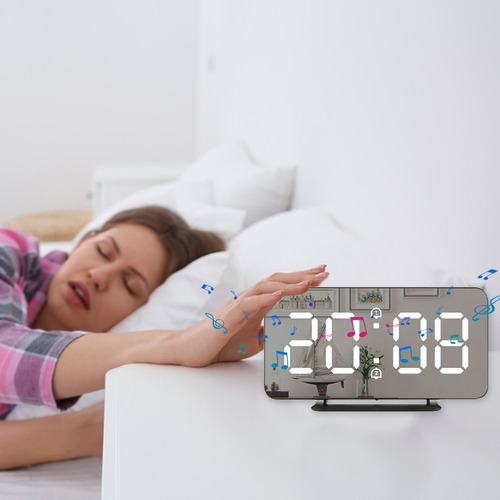 Oferta Limitada Lazy Alarm Clock Led Con Espejo De Temperatu