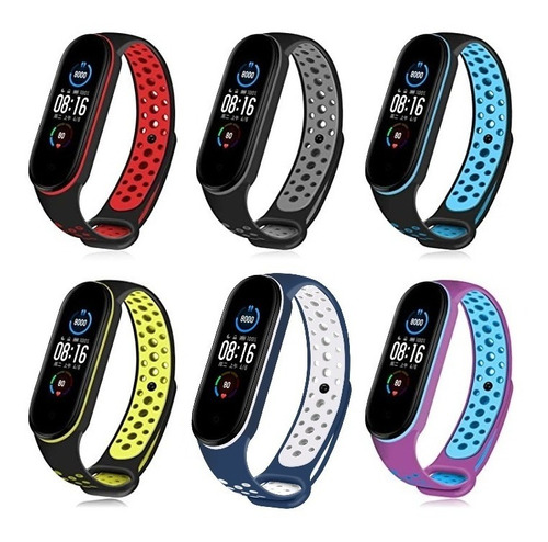 6 Correas Para Xiaomi Mi Band 6 / Mi Band 5 Bicolor Sport 