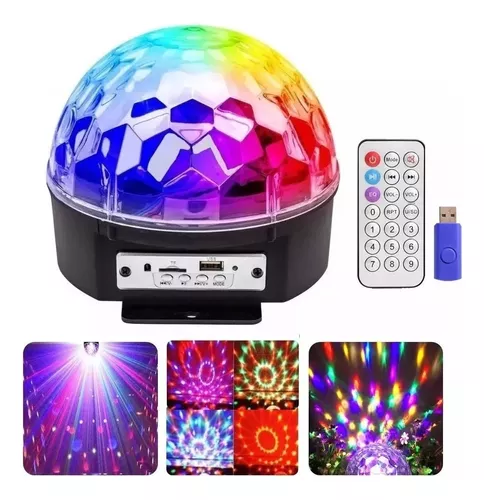 Bola Maluca LED Cristal RGB Jogo De Luz USB SD Festas Iluminação