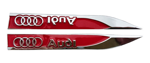 Par (2) Emblema Lateral Espadil Metal Audi Rojo