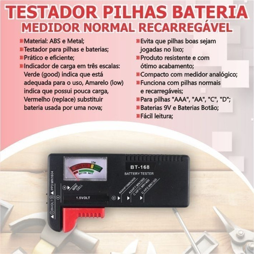 Testador Pilhas Baterias Medidor Normal Recarregável Oficina