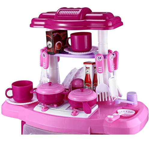 Cocina Infantil Niña Juguetes Sonido Luz Accesorios Rosa