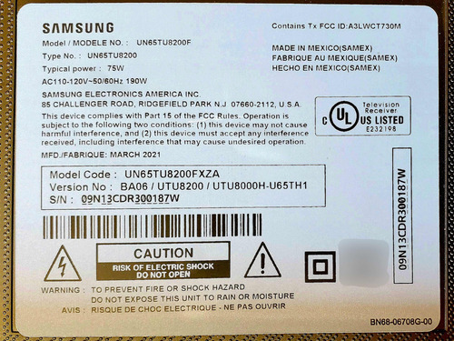 Tarjeta Main Samsung Un65tu8200 Un65tu8200f Bn41-02756b (Usado)