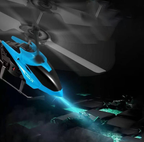Helicóptero Drone De Control Remoto Recargable Con Led Color Azul,helicoptero Control Remoto