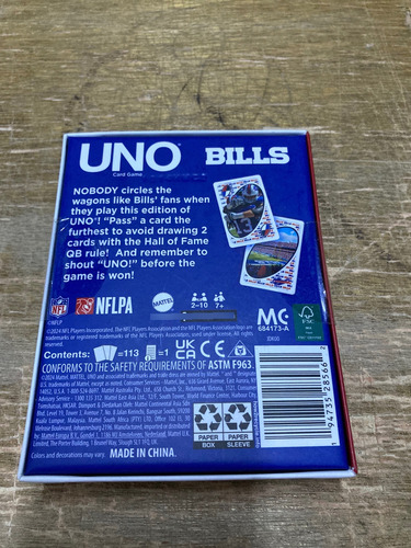Uno Fandom Bills Nfl Juego Cartas Mattel Game Creations