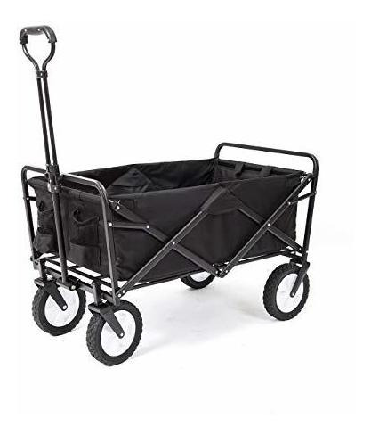 Carrito De 4 Ruedas Plegable Para Exteriores Negro