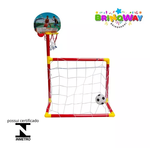 Jogo Infantil De Futebol E Basquete 2x1 C/ Gol Cesta E Rede