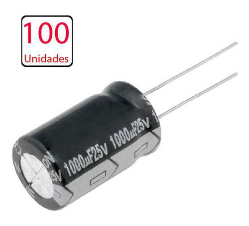 Kit 100x Capacitor Eletrolítico 1000uf X 25v  1.000uf  105ºc