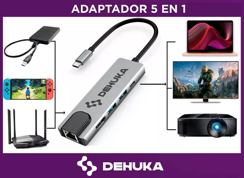 Adaptador USB-C a HDMI 4K, USB-C, Ethernet, y tres puertos USB-A de Ma –  Rossellimac