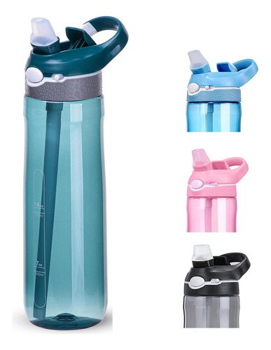 Shelflover Botella De Agua Cian Oscuro De 24 Oz Con Pajita E