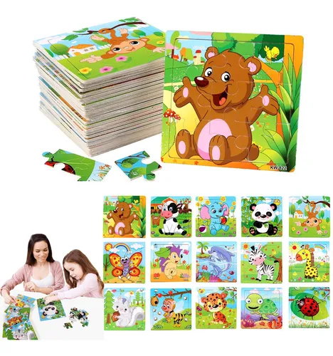 comprar Quebra Cabeça Infantil Moldura Kit 15 Jogos Educativos Mdf