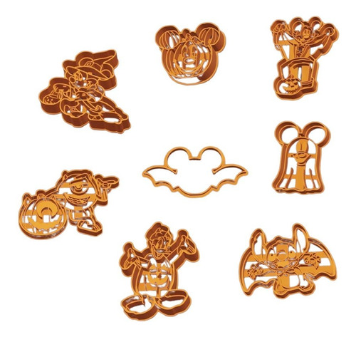 8 Cortadores Galletas Disney Molde Mickey Stich Halloween 3d