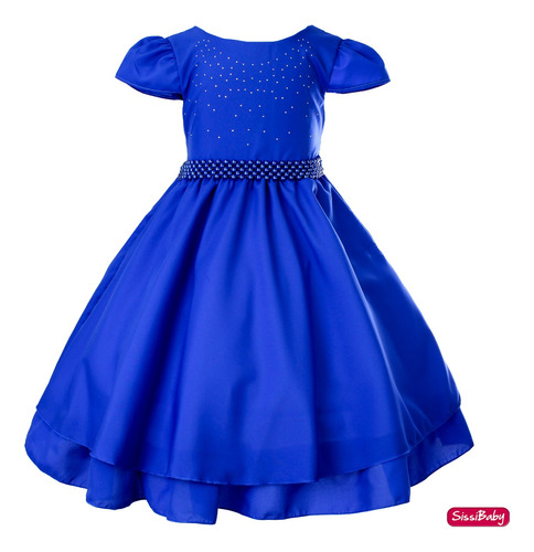 Vestido Infantil Azul Royal Festa Das Princesas Daminha