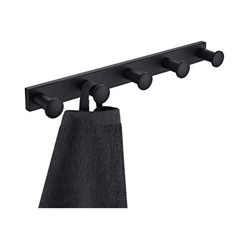 Matte Black Wall Mounted Coat Rack With 5 Hanger Hooks ...