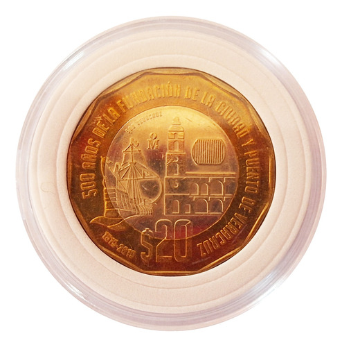 Moneda 20 Pesos Fundación Puerto De Veracruz Cápsula M20v03