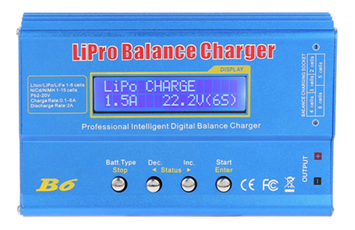 Cargador Lcd Digital Rc Balance Charger B6 De 80 W Para Llip