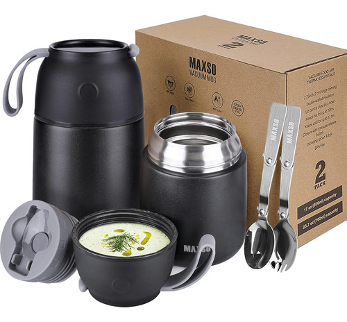 2 Tarros De Comida Maxso ,aislados Al Vacio, Negro
