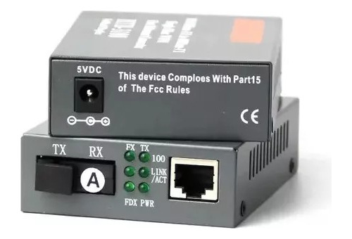 Convertidor De Medios Fibra Óptica Ethernet 100mbps 25km 