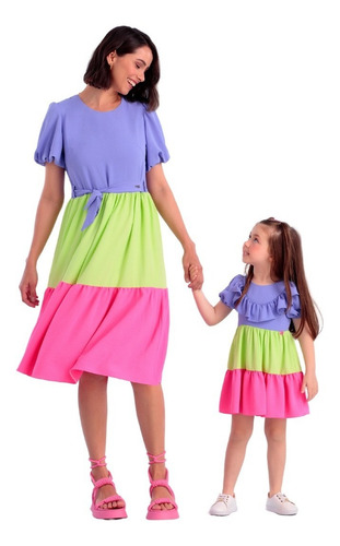 Vestido Infantil Mon Sucré Mãe E Filha Floreio 22124 B.e.