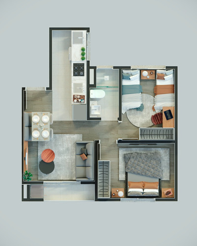 Apartamento Modelo Sacada Com Churrasqueira, Localizada No Chapéu Do Sol