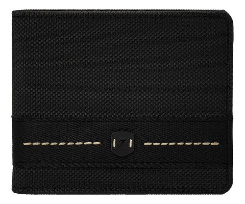 Cartera Plegable Hombre Fossil Rowan De Nylon/sint Negro Diseño de la tela Liso