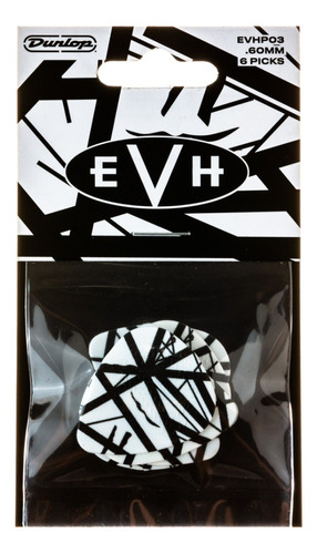 Uñetas Jim Dunlop Van Halen Evhp03 X 6 Color EVH White with Black Stripes Tamaño .60mm