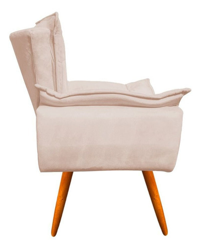 Poltrona Opala Com Puff Opala Suede D'rossi Cor Bege