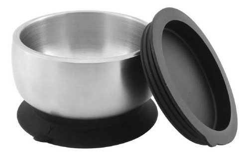 Tigela Inox Com Ventosa E Tampa Preto (+4m) - Avanchy
