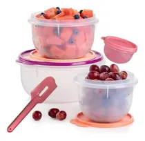Comprar Set De Bowls Tupperware Mezcladores Con Espátula Rosa Y Mora
