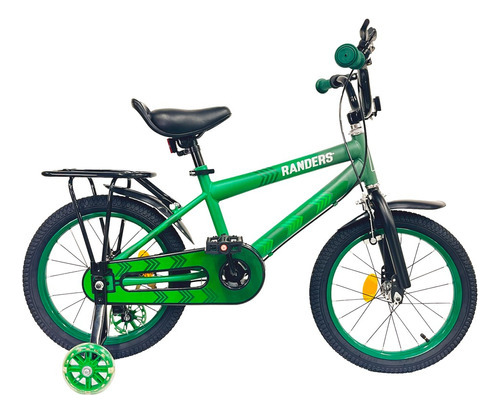 Bicicleta Rodado 16 Con Parrilla Y Rueditas - Randers Verde 16  