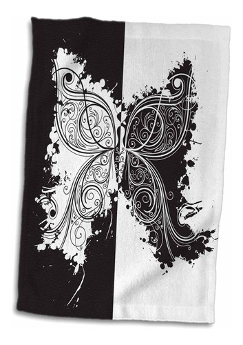 Toalla De 3d Rose Black And White Flourish Two-tone Bu...