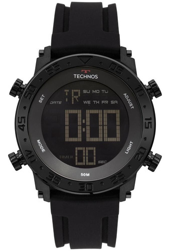 Relógio Masculino Technos Bjk006aa/4p 48mm Silicone Preto