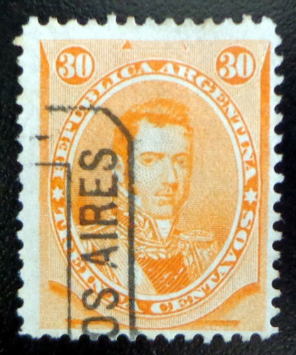 Argentina, Sello Gj 42 Alvear 30c. 1867 Usado L9924