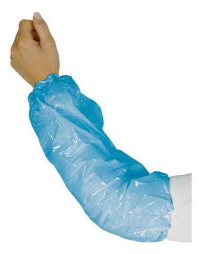 100 Cubre Manga Protector Polietileno Liga Ajustable Alyger Color Azul Claro