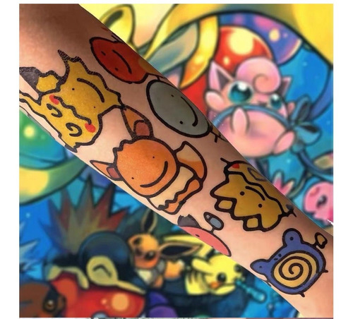 Tatuajes Tatoo Stickers Niños Pokemon Pikachu Kawaii 30uds
