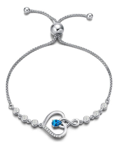 Pulsera Agvana Diciembre Birthstone Jewelry Blue Topacio Par