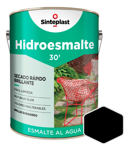 Hidro '30 Sinteplast | Negro Brillante | 4lt